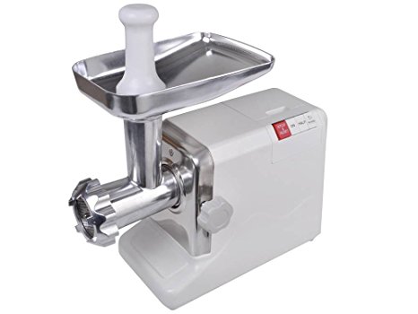 TMS Electric 2.6 HP 2000 Watt Industrial Meat Grinder Butcher Shop 3 Cutting Blades (White)