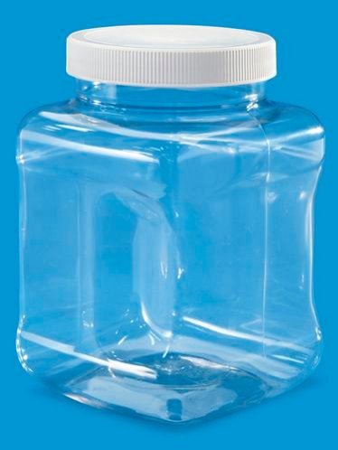 Clear Food Grade PET Plastic Square Grip Storage Jar w/Cap - 16 Fluid Ounces - 12-Jar Pack (1-2 Cup Storage Capacity) by Pride Of India