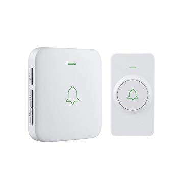 Wireless Door Bell, AVANTEK CW-11 Mini Waterpoof Doorbell Chime Operating at 1000 Feet with 52 Melodies, 5 Volume Levels & LED Flash