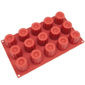 Freshware SM-107RD 15-Cavity Small Silicone Mold for Caneles and Bordelais Fluted Cakes