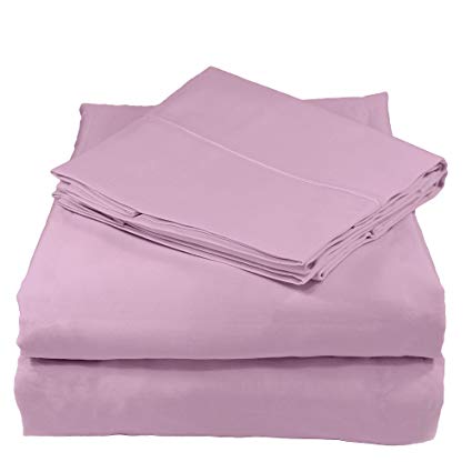 Whisper Organics 100% Organic Cotton Bed Sheet Set, 300 Thread Count - GOTS Certified (Queen, Lavender)