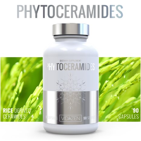 Pure Phytoceramides 100% Organic - Vegan, Gluten Free 40 mg Rice Ceramides The All-Natural Anti-Aging Skin Care System That Promotes Healthy Skin, Nails & Hair with Safe Vitamin D,A & C Support 90 capsules