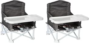 Regalo My Chair 2-in-1 Portable Travel Booster Seat & Activity Chair, Bonus Kit Includes, Oversized Removable Tray with Cup Holder, Gray (Pack of 2)