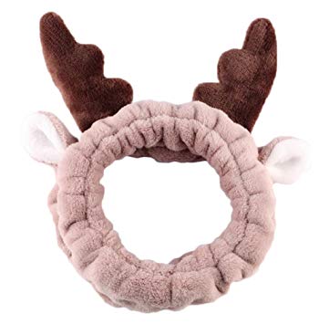 Wansan Makeup Hair Band Cute Deer Antlers Fashion Wash Cosmetic Headband Shower Bow Headband for Washing Face