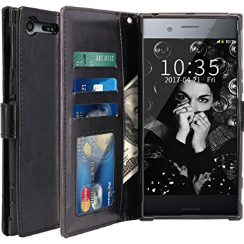 Sony XZ Premium Case, LK Luxury PU Leather Wallet Case Flip Cover with Card Slots & Stand For Sony Xperia XZ Premium - Black