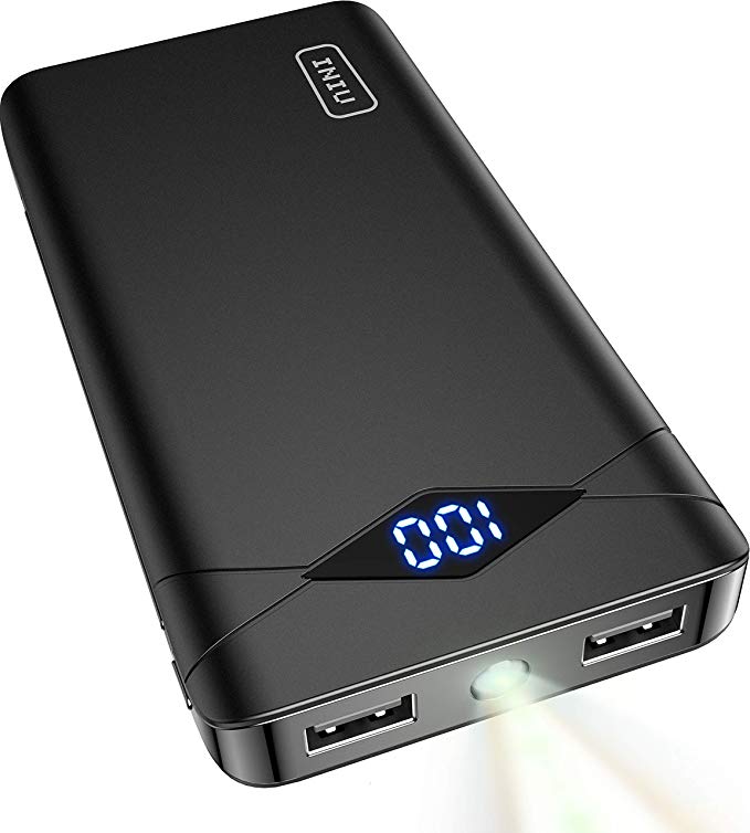 INIU Power Bank, LED Display 10000 mAh Portable Charger, Ultra Compact 2 USB Ports Battery Pack with Flashlight, 3A High-Speed Phone Charger Compatible with Samsung Motorola Huawei iPhone iPad Tablet