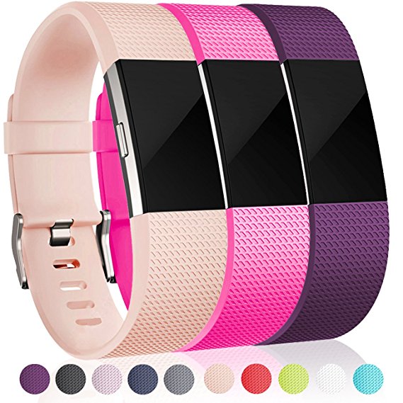 Maledan Replacement Bands for Fitbit Charge 2, 3 Pack