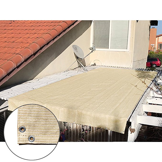 Alion Home Pergola Shade Cover Sunblock Patio Canopy HDPE Permeable Cloth with Grommets (16' x 26', Beige)