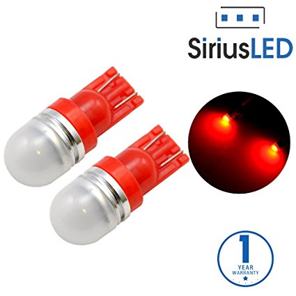 SiriusLED Super Bright 1 W LED Bulbs with 360 Degree Projection for Car Interior Lights Gauge Instrument Panel Dome Map Side Marker Door Courtesy License Plate T10 168 192 194 2825 W5W Red