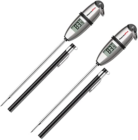 ThermoPro TP-02S（2 Pack） Instant Read Meat Thermometer Digital Cooking Food Thermometer with Super Long Probe for Grill Candy Kitchen BBQ Smoker Oven Oil Milk Yogurt Temperature