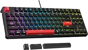 Keychron C3 Pro QMK/VIA Custom Mechanical Keyboard, Hot Swappable Programmable 87 Keys Compact TKL Layout Gasket Mount, RGB Backlight Wired Gaming Keyboard with Red Switches for Mac/Windows/Linux