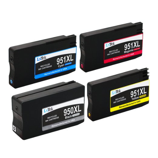 LxTek Remanufactured Ink Cartridge Replacement For New Generation HP 950XL and HP 951XL 1 Black  1 Cyan  1 Magenta  1 Yellow 4 Pack CN045AN CN046AN CN047AN CN048AN Compatible With Officejet Pro 8610 8620 8630 8640 8660 251dw 276dw MFP 8100 - N811a 8600 e-All-in-One - N911g 8600 Plus - N911n 8600 Premium - N911a Printer