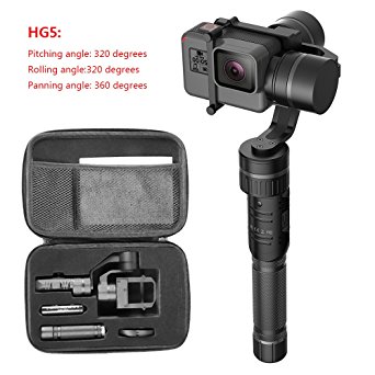 Hohem 3 Axis Stabilizer Handheld Electronic 360/320 Degrees Gimbal Camera Grip for Gopro Hero 6/5/4/3, Yi 4K, AEE Sports Cams - APP Controls for iPhone/Android Phone (HG5)