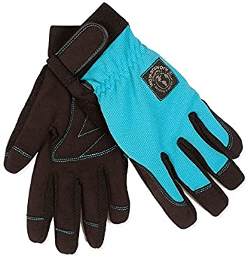 Womanswork 508S Stretch Gardening Glove with Micro Suede Palm, Teal Blue, Small