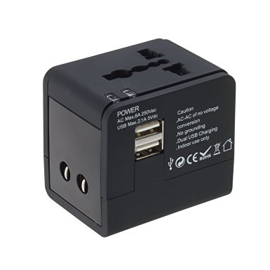 Lewis N Clark Global Adapter with 2.1 and Dual USB Charger