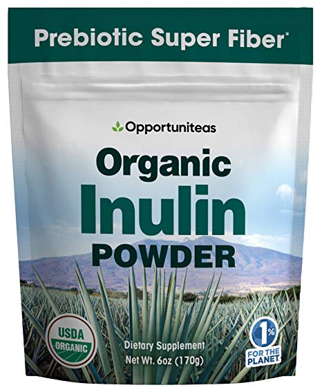 Organic Inulin Powder - Prebiotic Super Fiber Made from 100% Organic Blue Weber Agave - Alternative Sweetener That Supports Digestion, Regularity, Gut Health - Non GMO, Vegan, Gluten Free - 6 oz