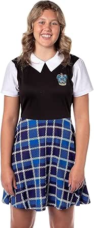 Harry Potter Costume Dress Cosplay Plaid Skirt Dresses for Women Juniors, All 4 Hogwarts Houses Available