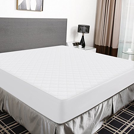 Recci Premium Bamboo Mattress Protector Queen Size - 100% Bamboo Fabric Surface Mattress Cover, Waterproof Bed Cover, Hypoallergenic, Vinyl Free【Queen Size】
