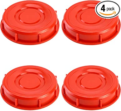 QWORK IBC Tote Lid Cover, 4 Pack 6.5" IBC Tank Water Liquid Tank Cap for Chemical, Food, Industries Storage, Red