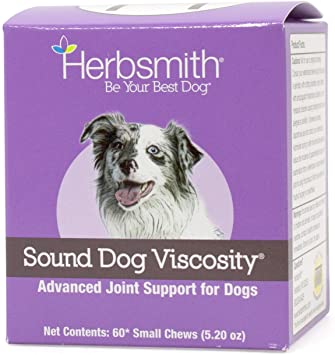 Herbsmith Sound Dog Viscosity – Advanced Joint Support for Dogs – Veterinarian Recommended Glucosamine for Dogs, Hyaluronic Acid, Chondroitin, MSM – Natural Arthritis Pain Relief