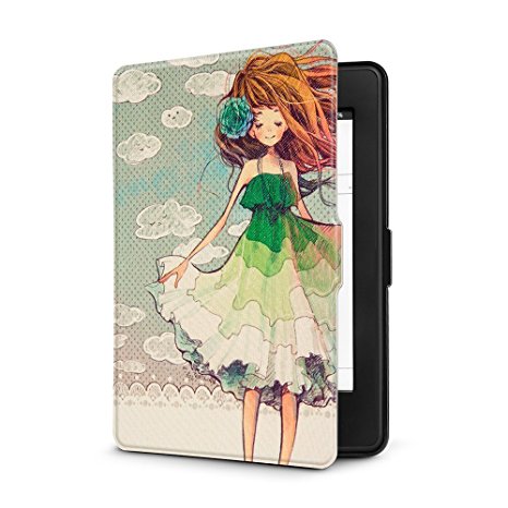 Ayotu Colorful Case for Kindle Paperwhite E-reader Auto Wake/Sleep Smart Protective Cover Case,Fits All 2012, 2013, 2015 and 2016 Versions Kindle Paperwhite 300 PPI,K5-04 The Skirt Girl