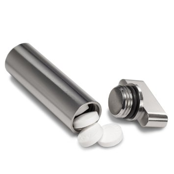 Cielo Pill Holders - Polished Stainless Steel Keychain Pill Fob / Pill Necklace (Chain not included) - Pill Containers Made in USA - Designer Pill Boxes - Waterproof