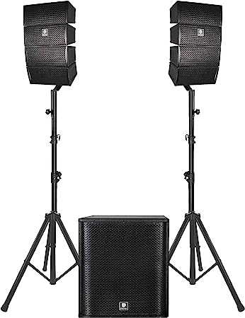 PRORECK Club 3500 15 inch subwoofer 3000W DJ Powered PA Speaker System Combo Set with 8 Array Speakers，Bluetooth, USB, SD Card, Remote Control, for Meeting, Speeches, Churches, Performances, DJ Gig