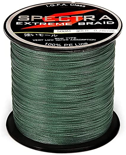Isafish 100% PE 8 Strands Moss Green Braided Fishing Line, Sensitive Braided Lines, Super Performance and Cost-Effective, Abrasion Resistant