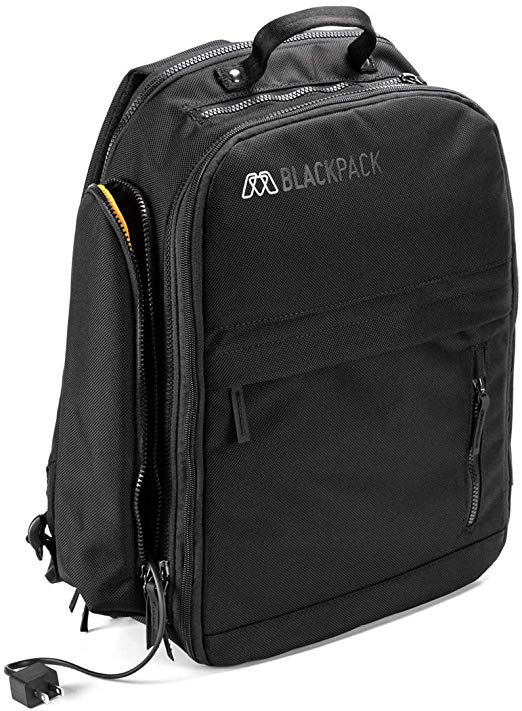 MOS BLACKPACK, Durable Electronics Travel Backpack for 15" Laptop, Tablet with built in cable managment