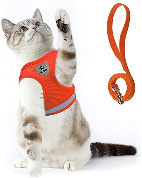 Cat Harness and Leash Set for Walking Cat and Small Dog Harness Soft Mesh Harness Adjustable Cat Vest Harness with Reflective Strap Comfort Fit for Pet Kitten Puppy Rabbit