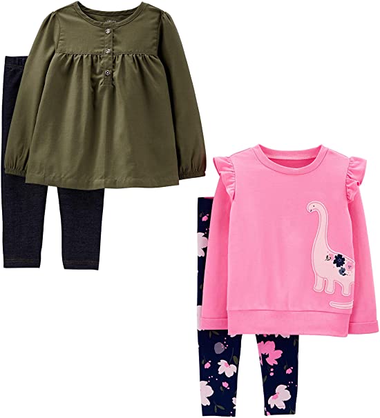 Simple Joys by Carter's Baby and Toddler Girls' 4-Piece Long-Sleeve Shirts and Pants Playwear Set