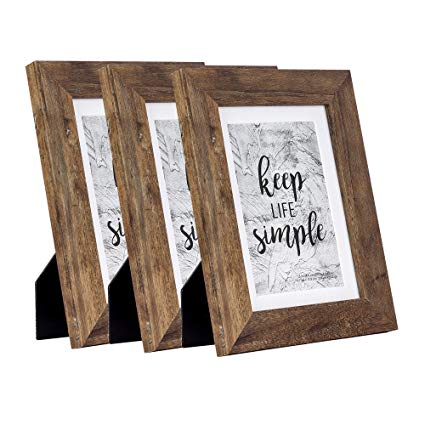 Home&Me 5x7 Picture Frame 3 Pack- Made to Display Pictures 4x6 with Mat or 5x7 Without Mat - Wide Molding - Wall Mounting Material Included