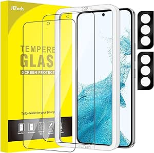 JETech Screen Protector for Samsung Galaxy S22 /S22 Plus 5G with Camera Lens Protector, Easy Installation Tool, Tempered Glass Film, Fingerprint ID Compatible, 2-Pack Each