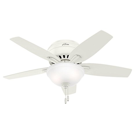 Hunter 51080 Newsome Ceiling Fan with Light, 42"/Small, Fresh White