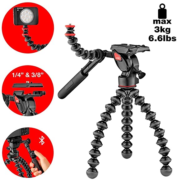 JOBY JB01562-BWW GorillaPod 3K Video PRO Kit, Flexible Professional Tripod with 2 Way Video Head for DSLR, CSC/Mirrorless and Video Camera Up to 3 kg Payload