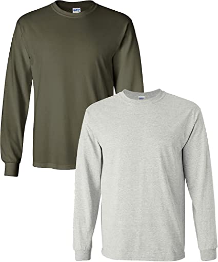 Gildan Mens Heavy Cotton Long Sleeve T-Shirt, Style G5400, 2-Pack