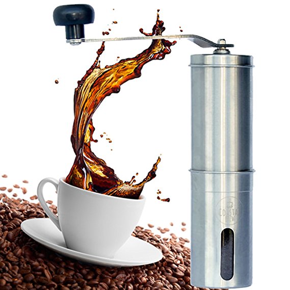 Manual Coffee Grinder Stainless Steel Ceramic Burr Adjustable Whole Bean Portable Quiet