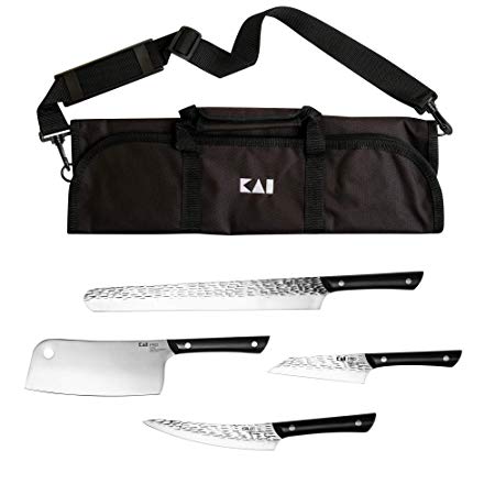 Kai Housewares 5-Piece BBQ Set, From the Makers of Shun; Includes 12-in Slicing/Brisket Knife, 7-in Cleaver, 6.5-in Boning/Fillet, 5-in Asian Multiprep, and Carrying Case; The Ultimate Grilling Set