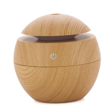 Mysweety LED Essential Oil Diffuser Mini Ultrasonic Cool Air Mist Humidifier with 6 Colors Changing for Home Car Table Office Or Others(Light wood color)
