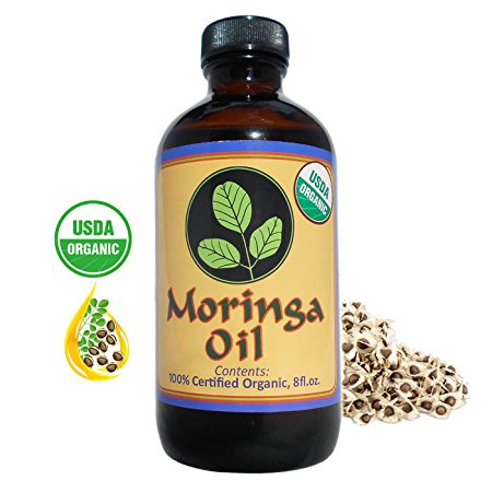 MORINGA ENERGY OIL - 8 oz. USDA Organic, 100% Pure Moringa Oil organic Cold Pressed Moringa Oil for Hair. Rejuvenate dry Skin & Body with this Moringa Oil Bulk 8 oz with Vitamins & Nutrients