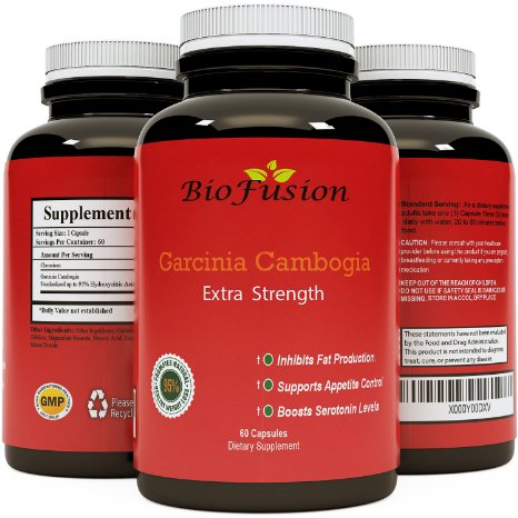 MOST ADVANCED HCA EXTRACT - Fast acting Pure Garcinia Cambogia weight loss pills - Strong appetite suppressant - Potent Premium Capsules - Best Belly Fat Absorber - 60 Capsules - Biofusion