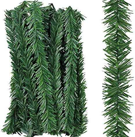 Supla 24 Pcs Artificial Christmas Wired Pine Garland Ties Faux Pine Greenery Stems Decorative Garland Twist Ties 12" x 2" (LXW) in Green for Holiday Season Decorations Christmas Craft Gift Wrapping