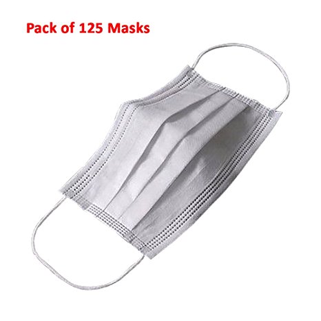 (125ct Box) Disposable Filter Mask 3 Ply Earloop Medical Dental Surgical Hypoallergenic Breathability Comfort