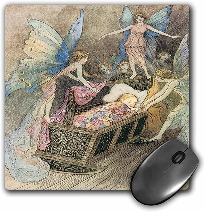 3dRose 8 x 8 x 0.25 Inches Mouse Pad, Book of Fairy Poetry Warwick Goble (mp_126311_1)