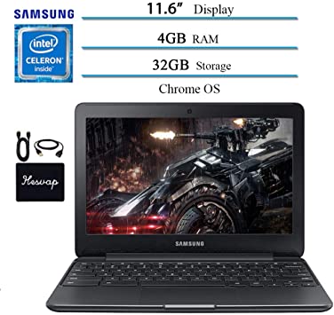 Newest Samsung Chromebook 11.6” Laptop Computer for Business Student, Intel Celeron N3060, 4GB RAM, 32GB Storage, up to 11 Hours Battery Life, 802.11ac WiFi, Chrome OS w/ HESVAP Bundle