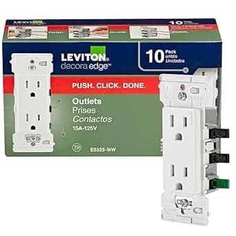 Leviton Decora Edge 15 Amp Tamper-Resistant Duplex Outlet 10-Pack, White