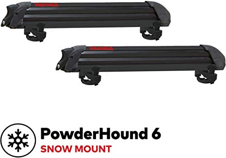 Yakima - PowderHound 6 Ski & Snowboard Mount, Fits Up to 6 Pairs of Skis or 4 Snowboards, Rides Quietly, Fits Most Roof Racks, Black