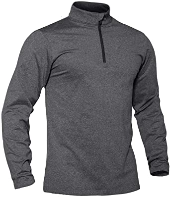 TACVASEN Men's Sports Shirts 1/4 Zip Long Sleeve Fleece Lined Running Workout Pullover Tops Sweatshirt