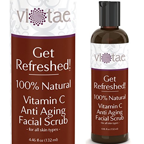 100% Natural Vitamin C Anti Aging Facial Scrub, Gentle Exfoliating & Smoothing - 'Get Refreshed!' by Vi-Tae® - For all Skin Types - 4.46oz