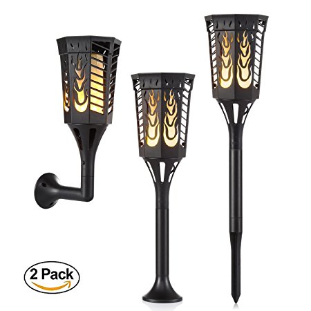 Solar Garden Light, Flame Solar Decorative Light Flames Torches Lights ,LED Flame Atmosphere Lamp Flames Wall Lights Outdoor Dancing Flame Light for Yard, Garden, Outdoor Party and Festival Decoration